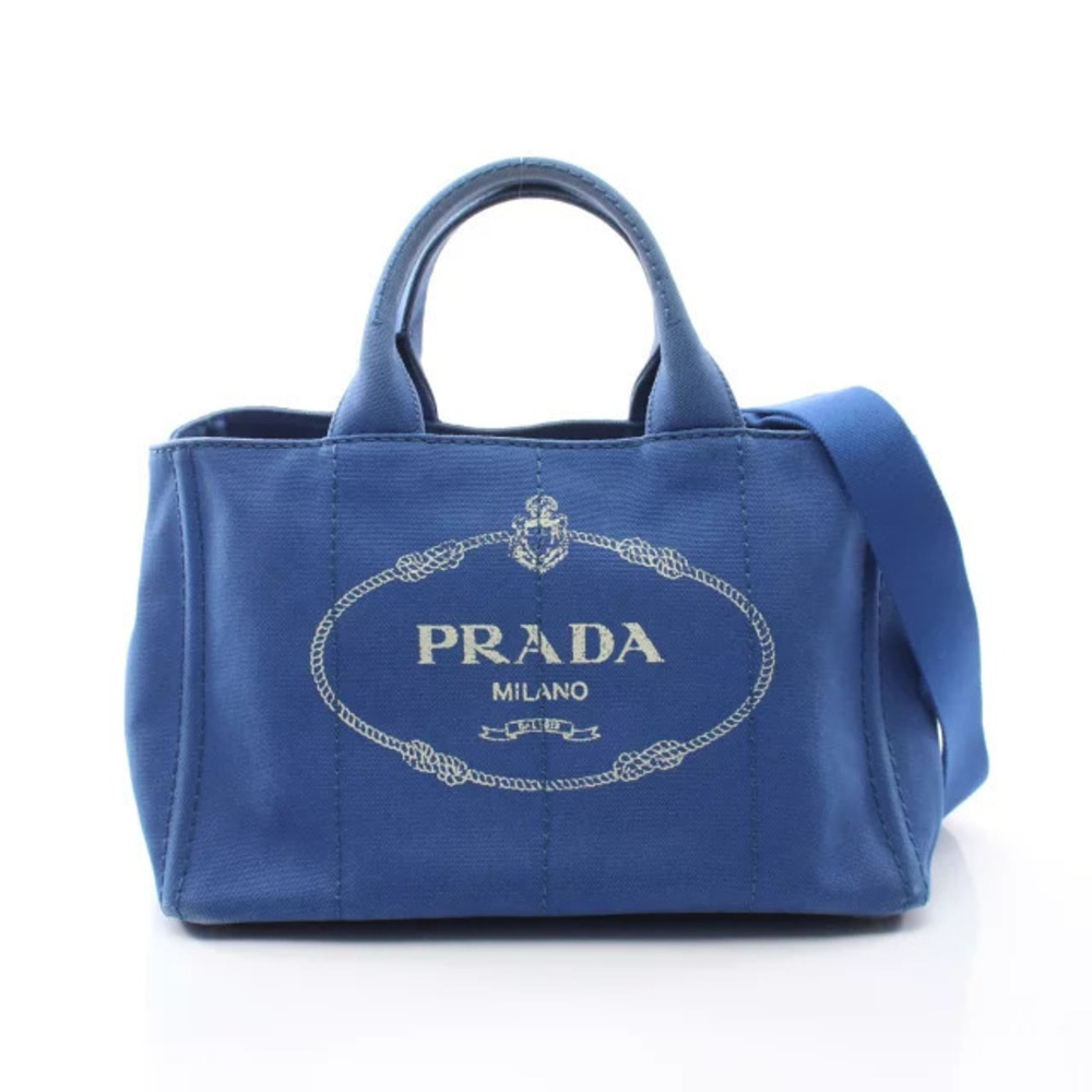 Prada CANAPA Tote Bag Canvas Blue